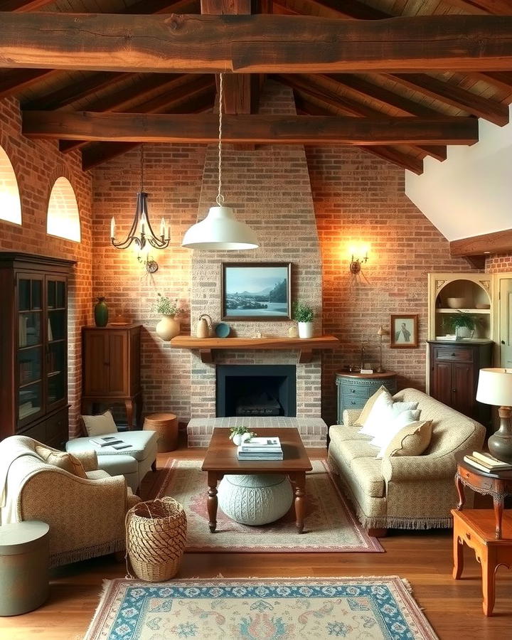 Rustic Brick with Wooden Beams