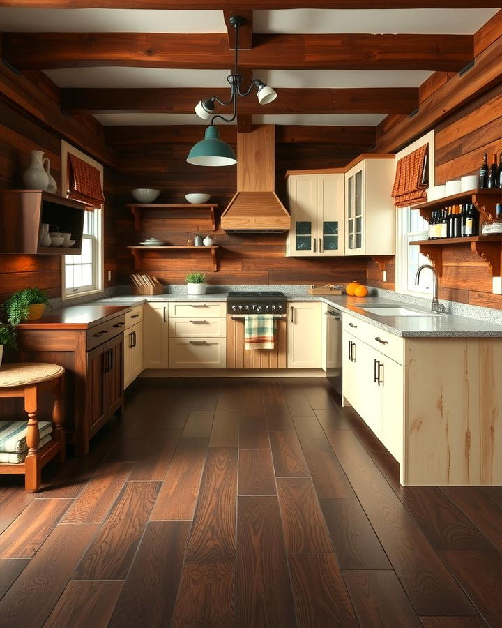 Rustic Charm in Kitchens with Dark Walnut Floors