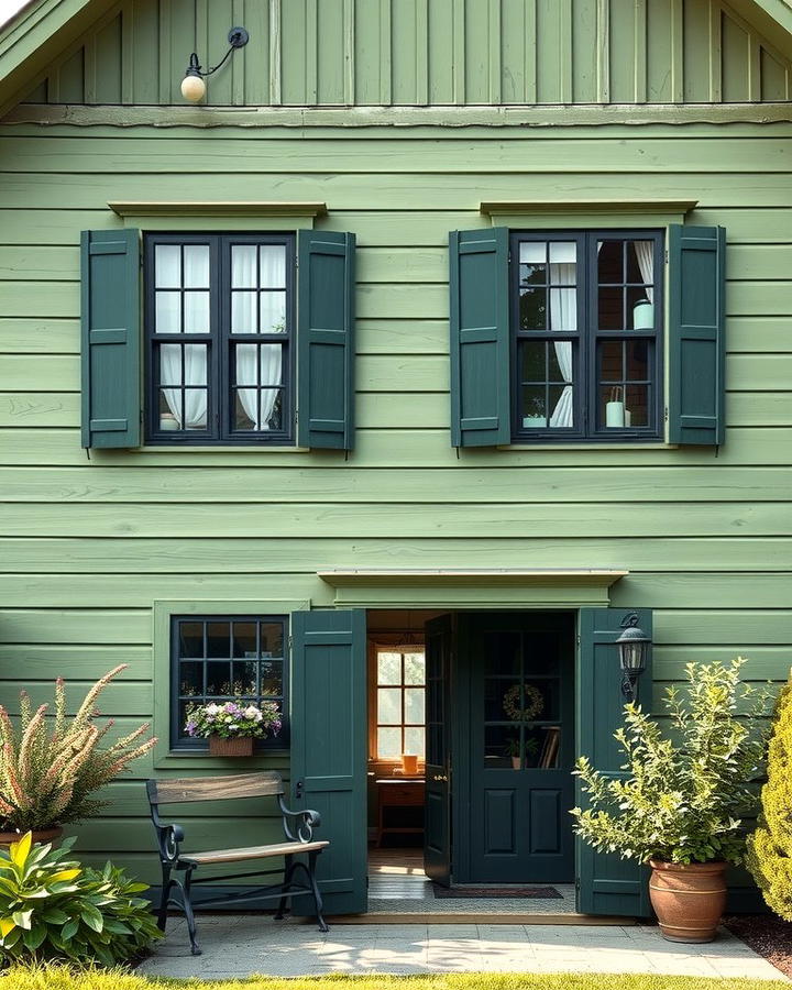 Rustic Charm with Black Window Frames