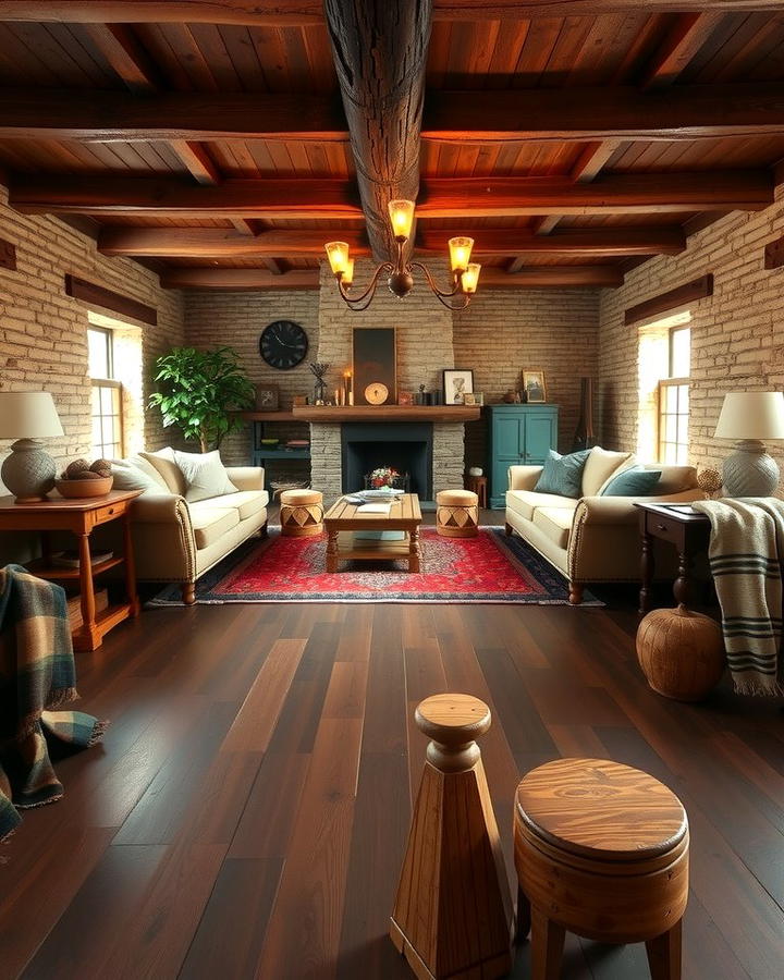 Rustic Charm with Dark Walnut Floors