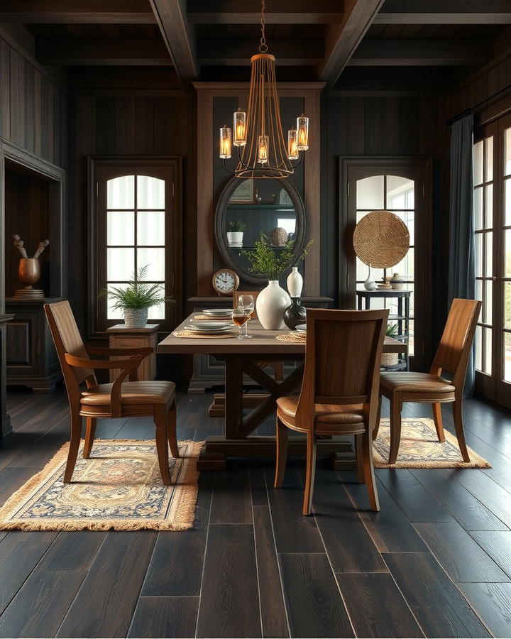 Rustic Charm with Dark Wood Floors