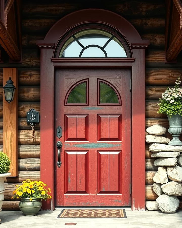 Rustic Charm with Distressed Dark Red Finish