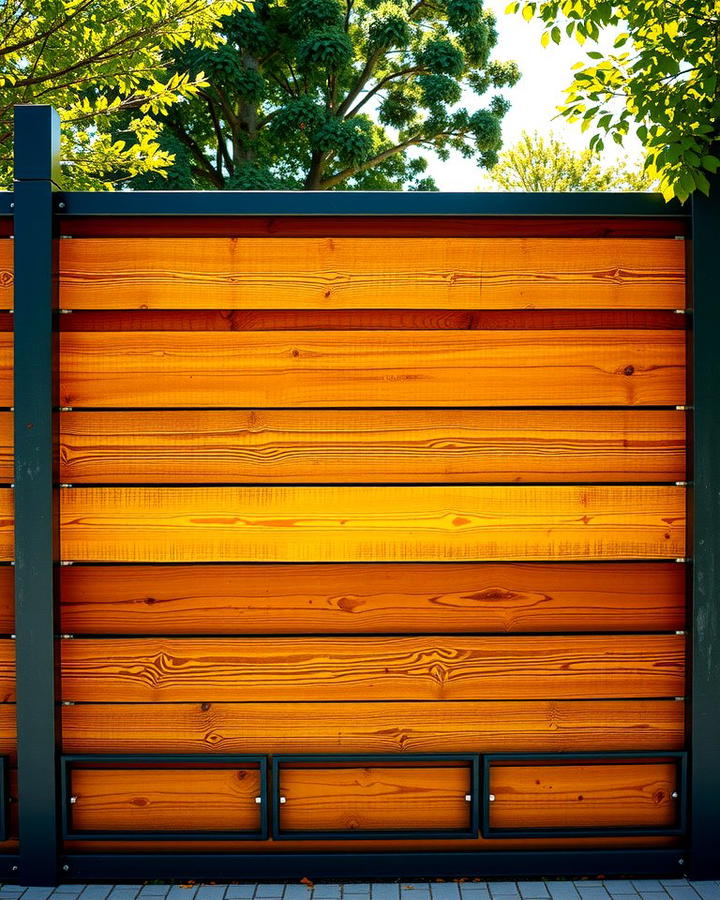 Rustic Charm with Horizontal Wood Panels and Metal Frames