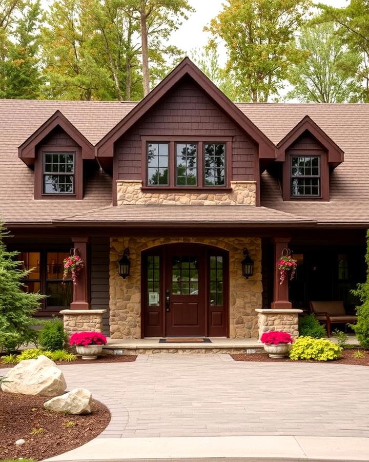 Rustic Chocolate Brown with Stone Accents