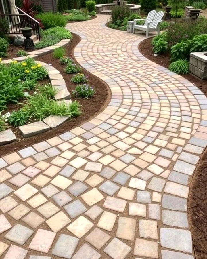 Rustic Cobblestone Pathway Patio