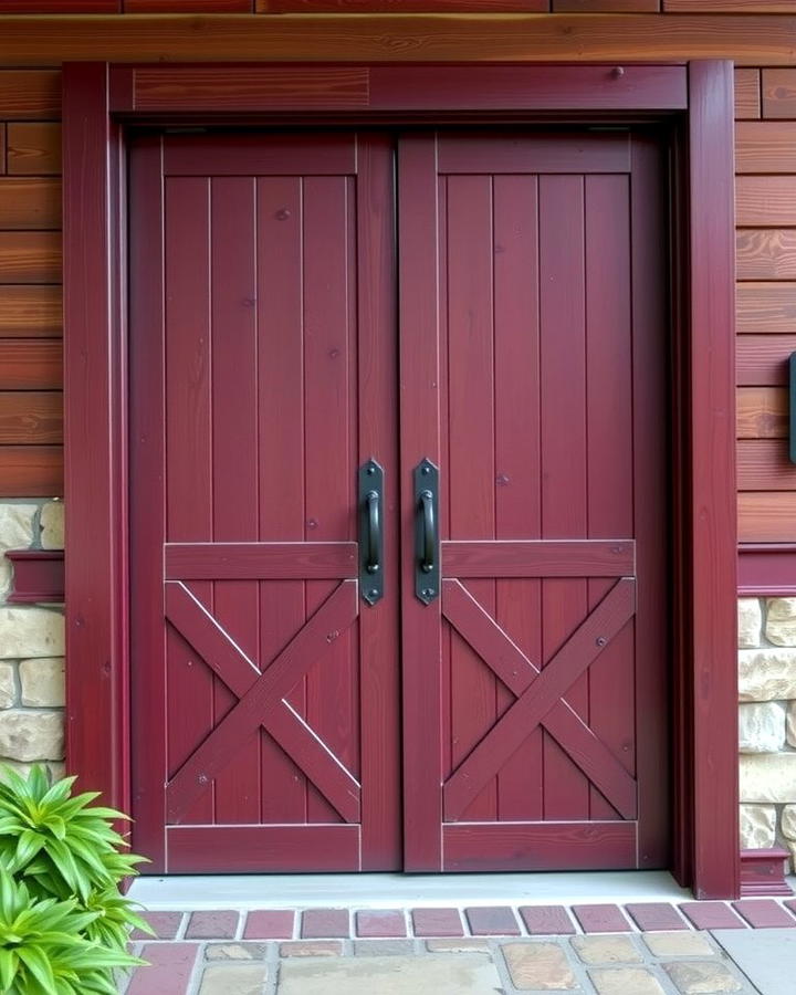 Rustic Dark Red Barn Style Door