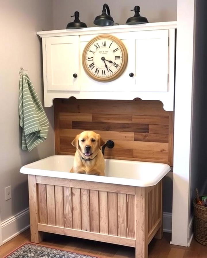 Rustic Dog Wash Station with Wooden Accents