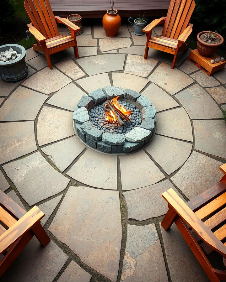 Rustic Flagstone Patio with Fire Pit