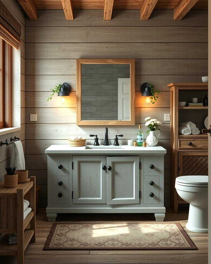 Rustic Grey Vanity with Weathered Finish