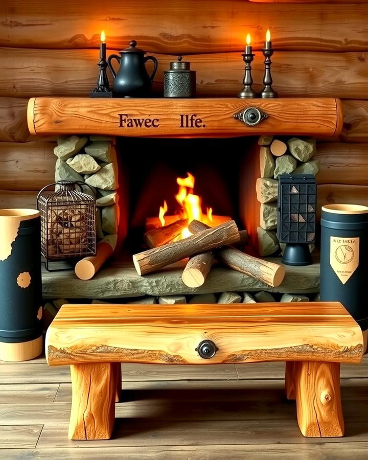 Rustic Log Bench