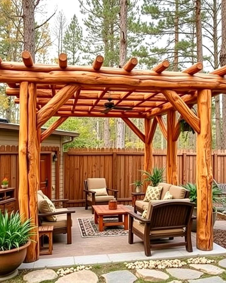 Rustic Log Pergola