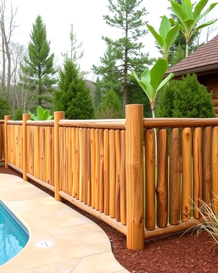 Rustic Log Pool Fence