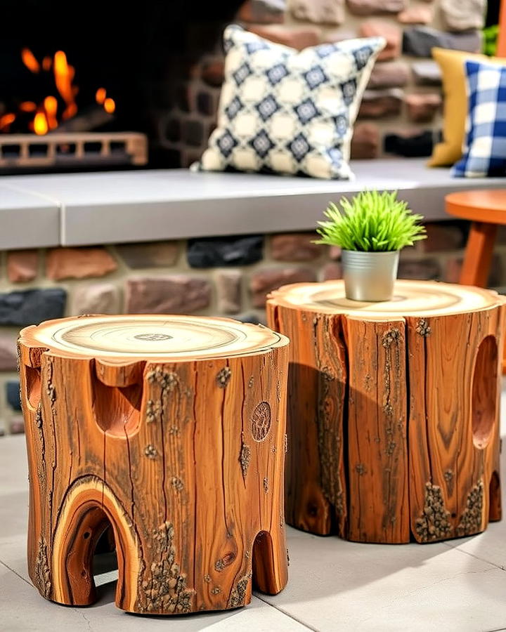 Rustic Log Stools for Fireplace