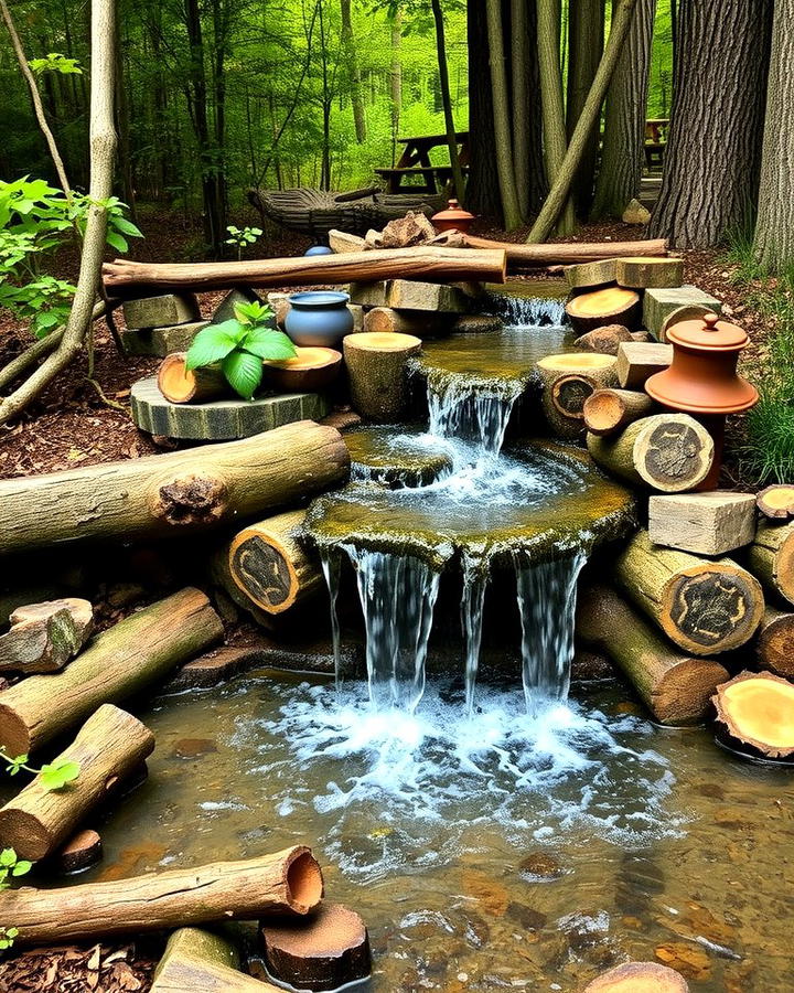 Rustic Log Waterfall for a Natural Look