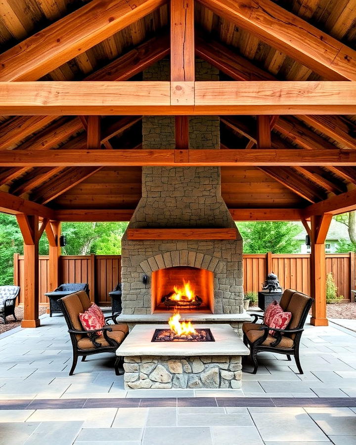 Rustic Pavilion With Dual Sided Fireplace