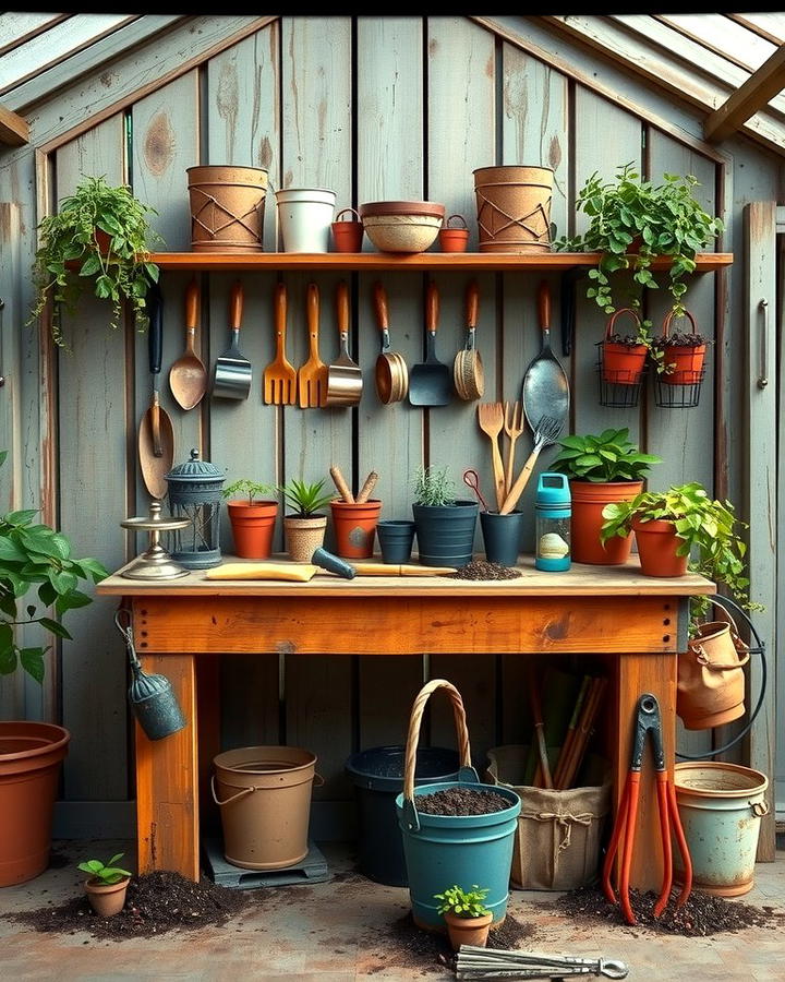 Rustic Potting Bench Station