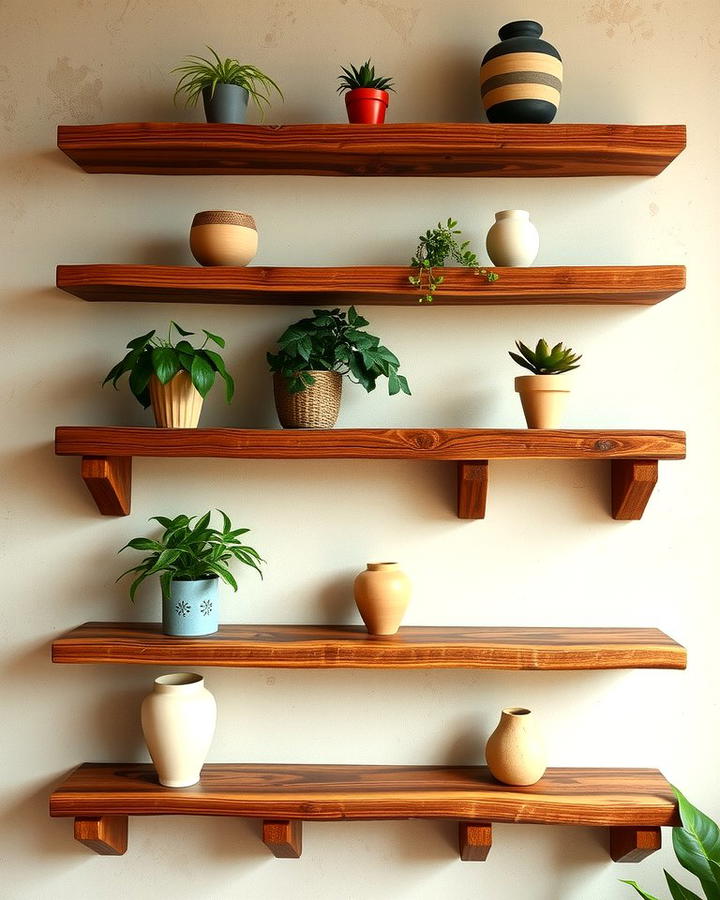 Rustic Reclaimed Wood Floating Shelves