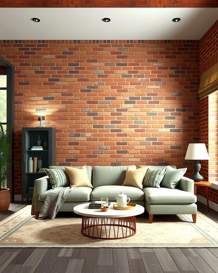 Rustic Red Brick Wallpaper for a Warm Ambiance