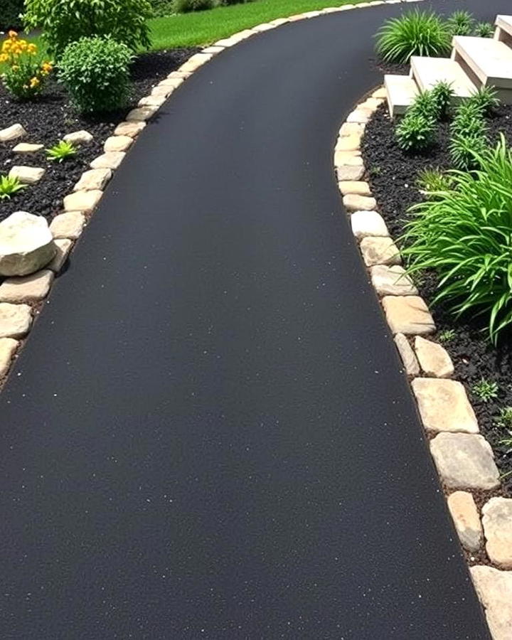 Rustic Stone Border for Asphalt Walkways