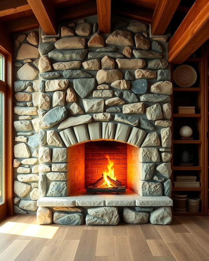 Rustic Stone Corner Fireplace