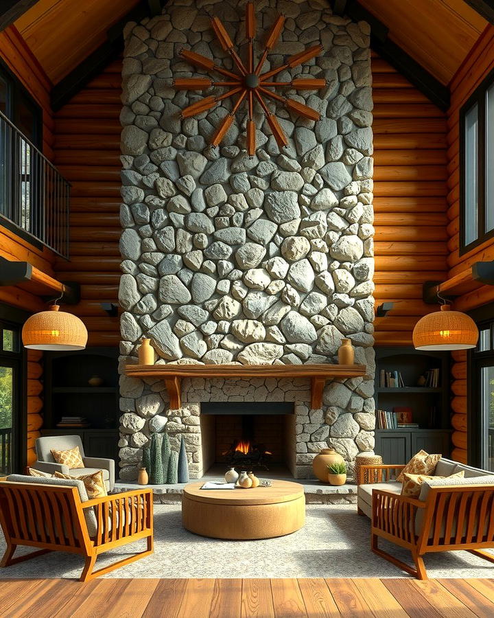 Rustic Stone Fireplace