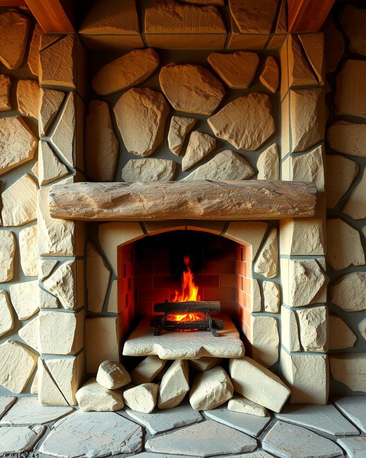 Rustic Stone Fireplace