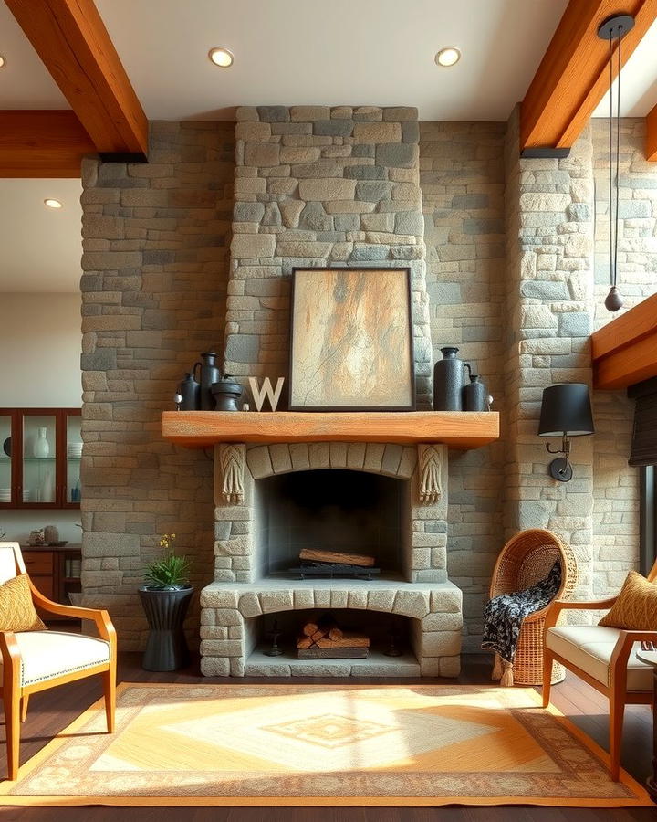 Rustic Stone Fireplace Charm