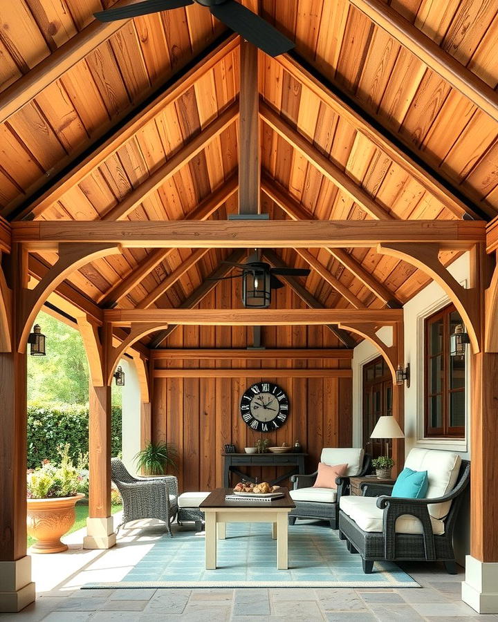 Rustic Timber Gable Roof Patio