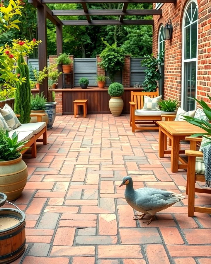 Rustic Weathered Brick Herringbone