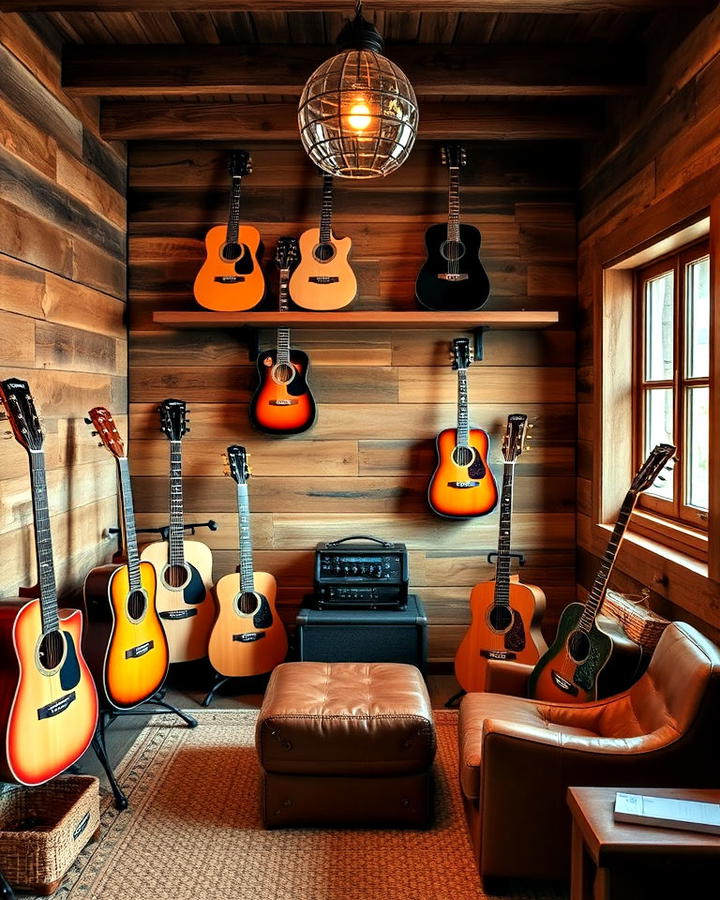 Rustic Wood Aesthetic Guitar Room