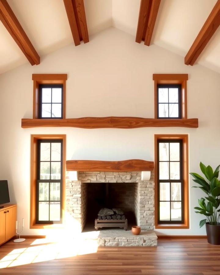 Rustic Wood Beam Mantel