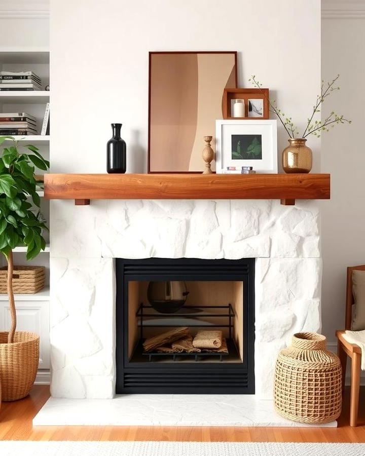 Rustic Wood Mantel for a Cozy Accent