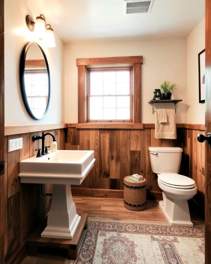 Rustic Wood Wainscoting Bathroom