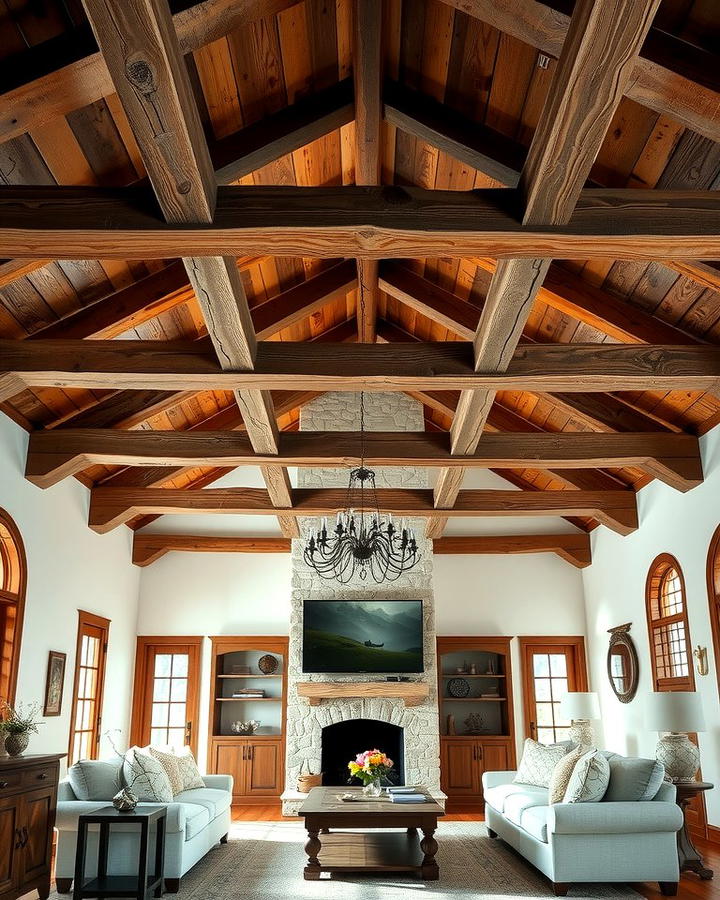 Rustic Wooden Beams for a Timeless Ceiling