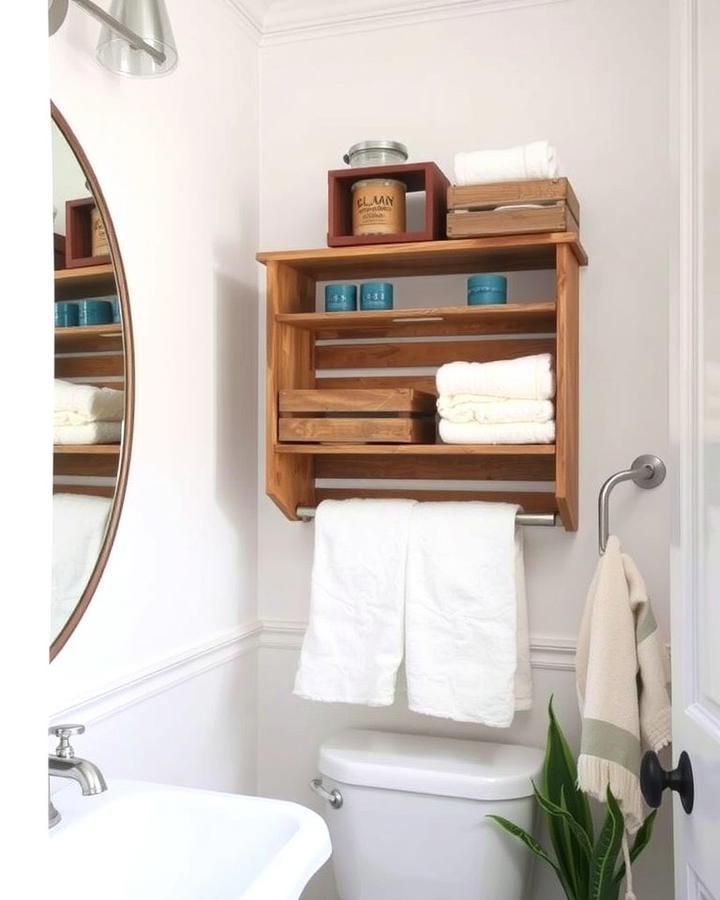 Rustic Wooden Crate Shelves