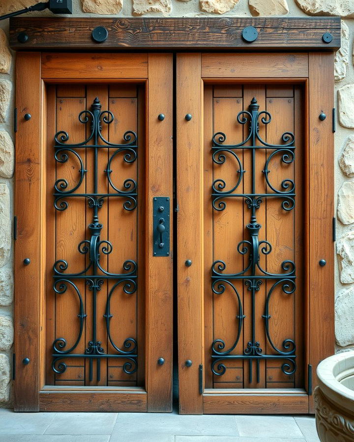 Rustic Wooden Doors with Iron Accents