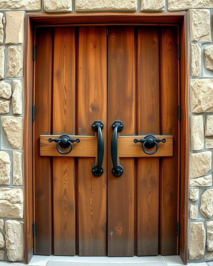 Rustic Wooden Doors with Iron Knockers