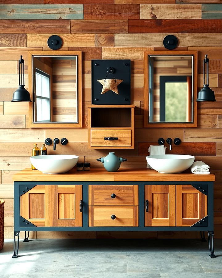 Rustic Wooden Double Vanity