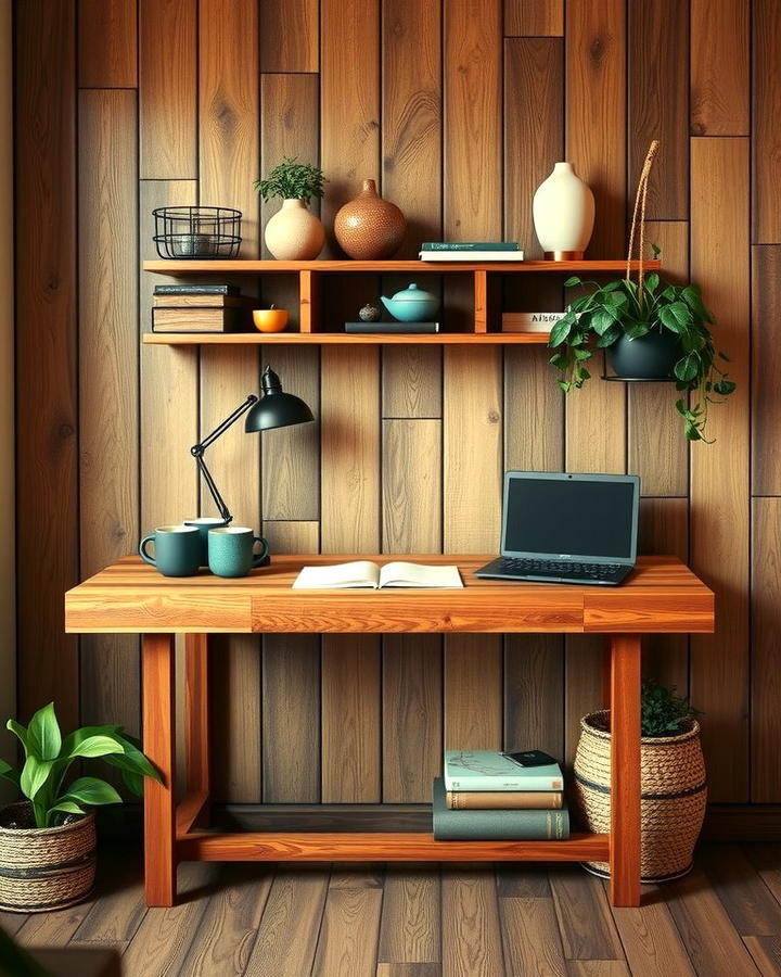 Rustic Wooden Floating Desk for Warmth