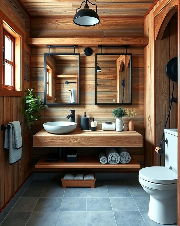 Rustic Wooden Floating Vanity