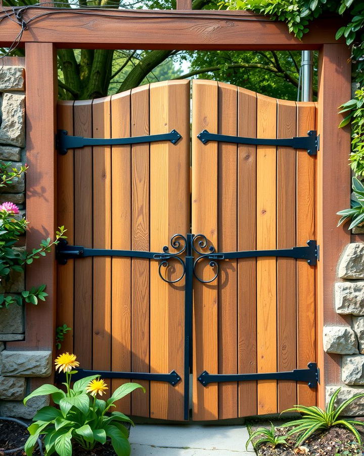 Rustic Wooden Gate with Iron Accents