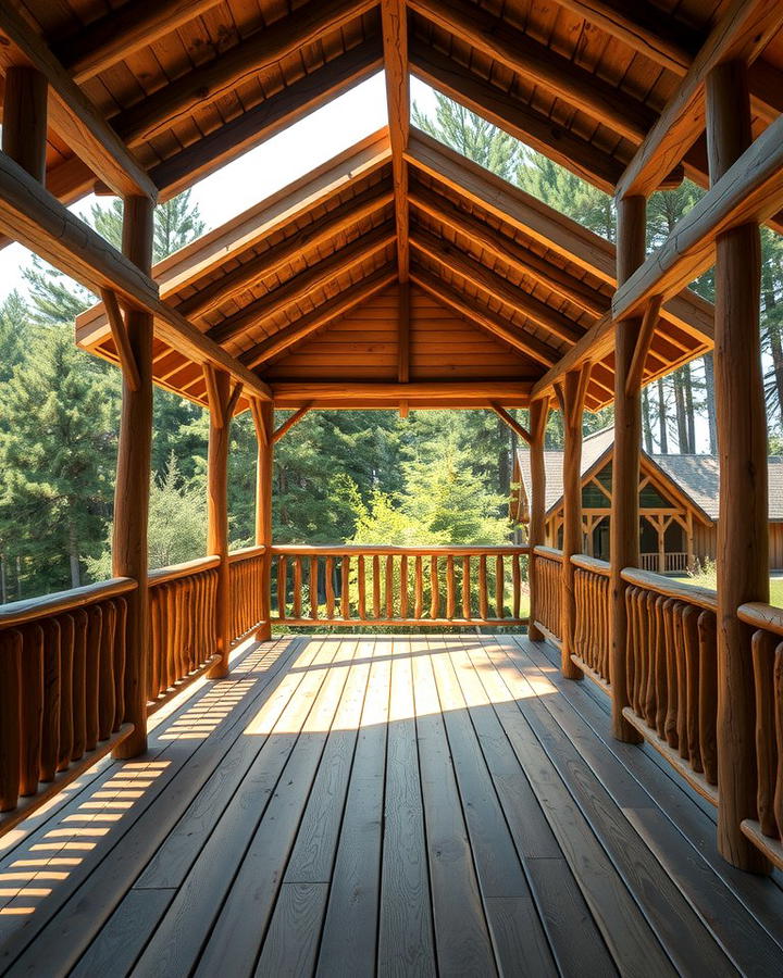 Rustic Wooden Gazebo on Deck