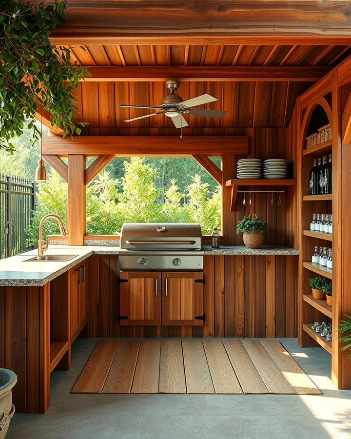 Rustic Wooden Grill Station