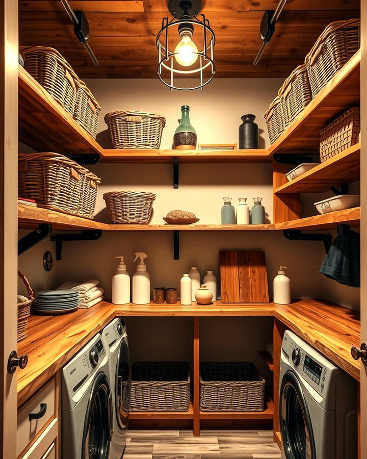 Rustic Wooden Shelves for Warmth