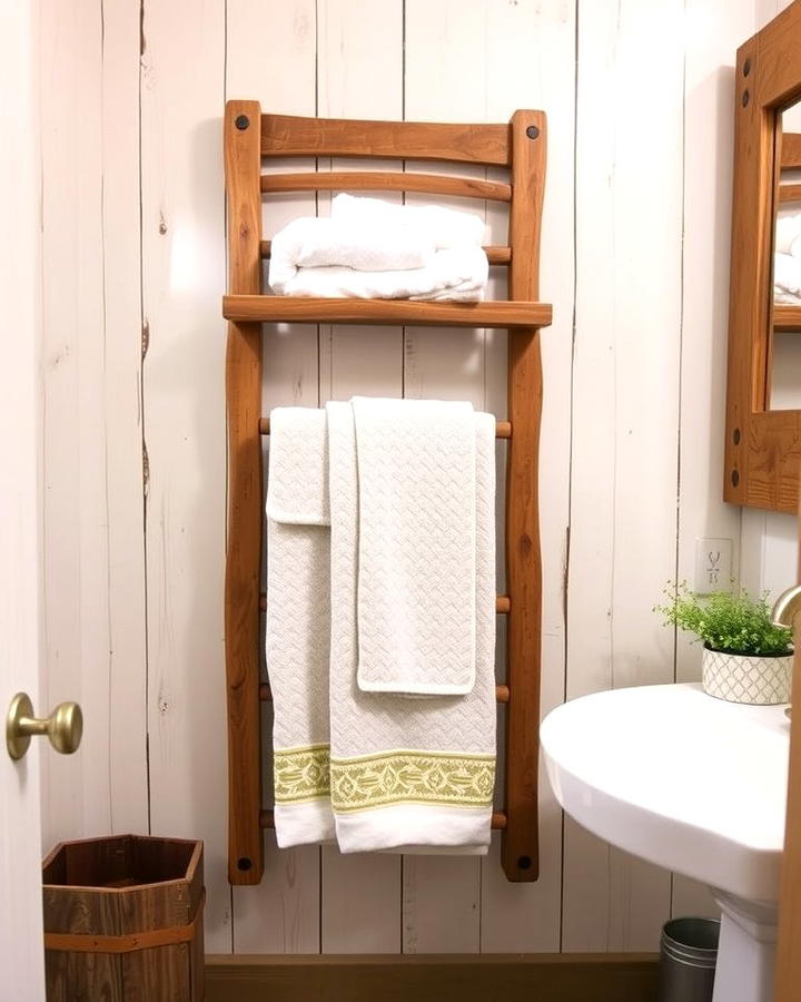 Rustic Wooden Towel Rack