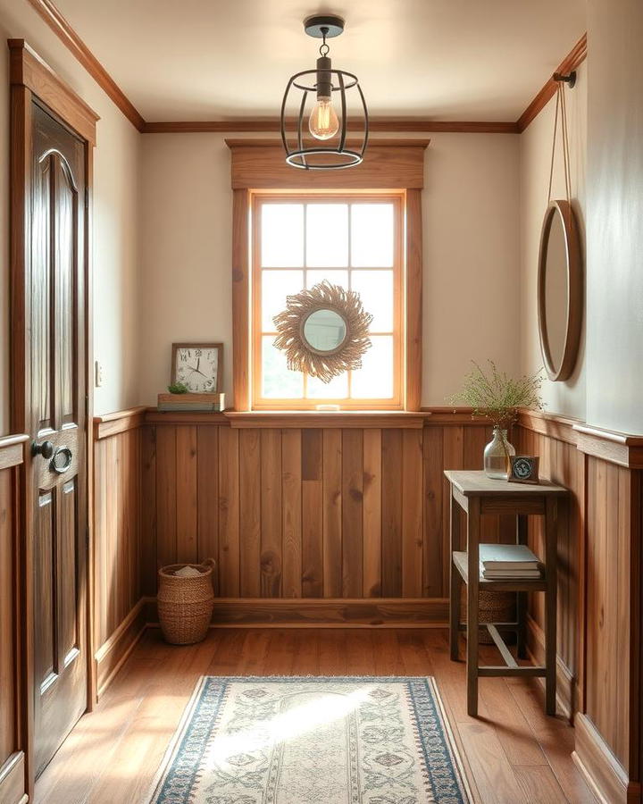 Rustic Wooden Wainscoting for a Warm Ambiance