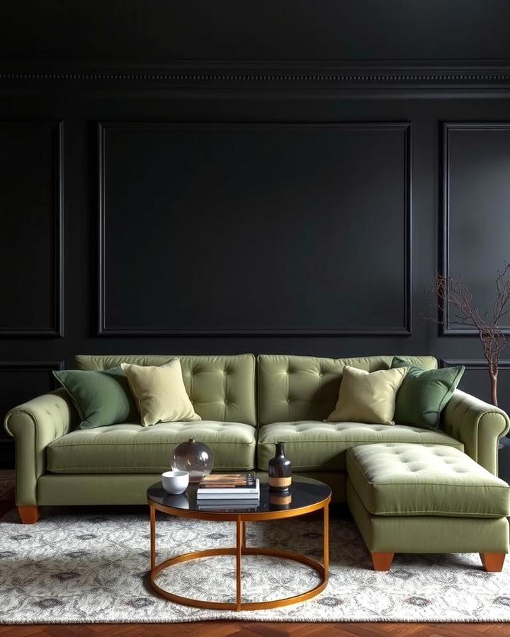 Sage Green Couch with Dark Walls