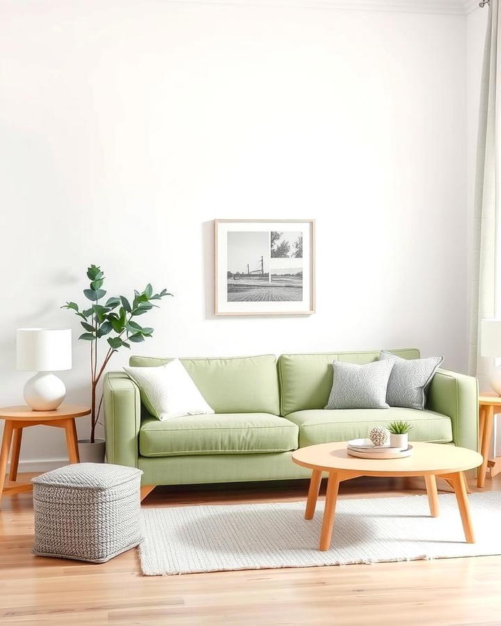 Sage Green Couch with White Walls