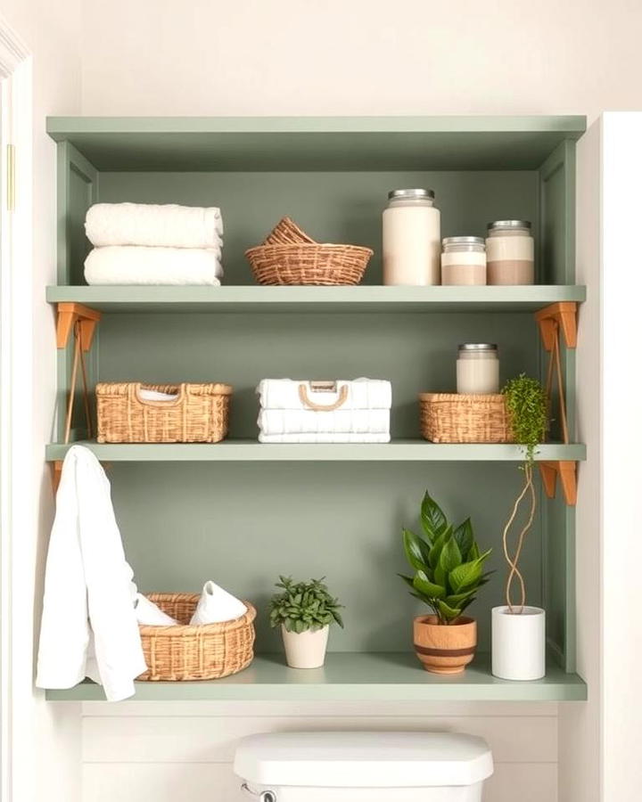 Sage Green Shelves with Cream Accents