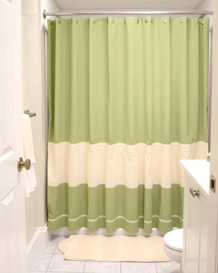 Sage Green Shower Curtain with Cream Liners